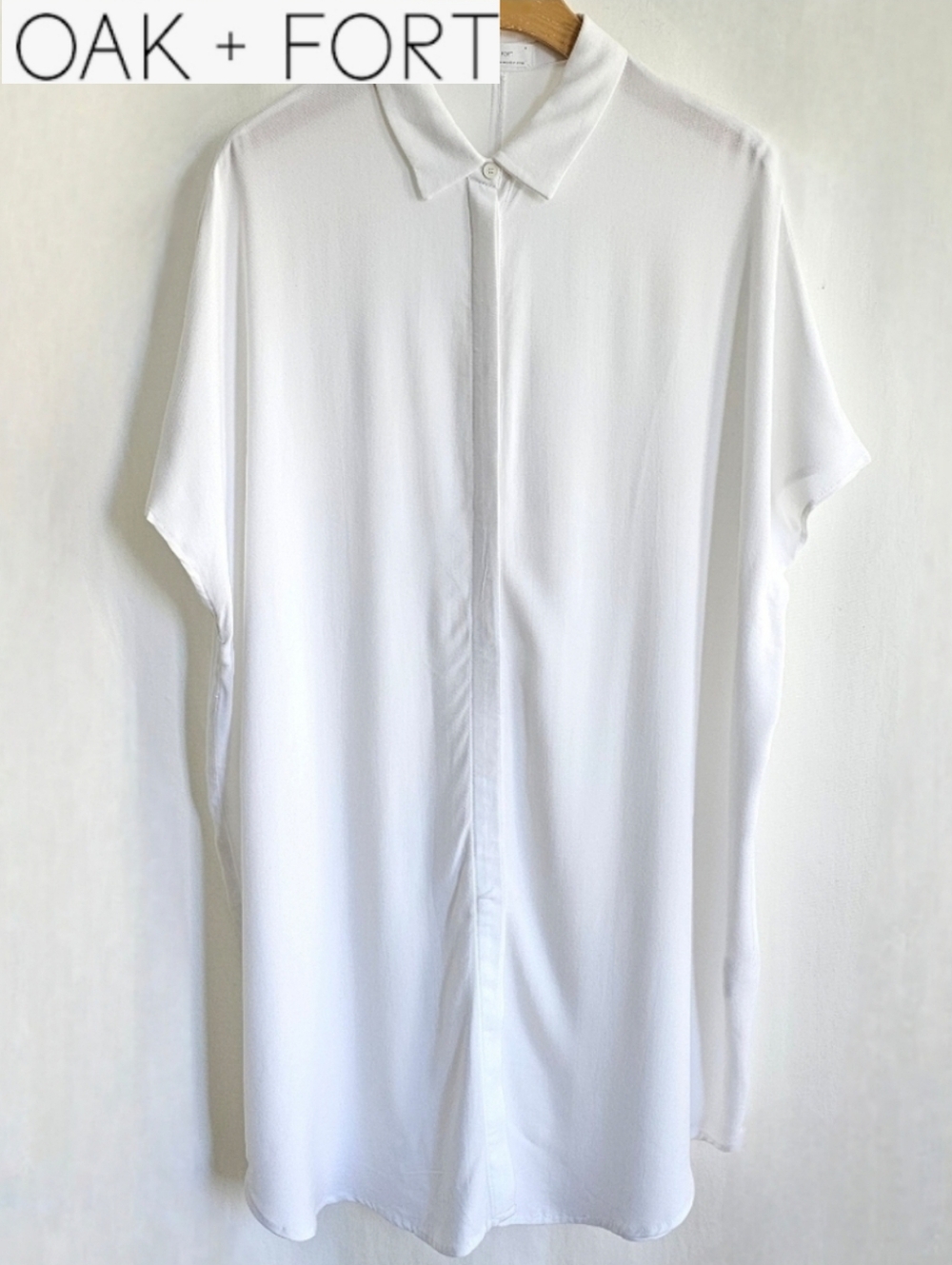 Oak + Fort White Button Shirt Dress